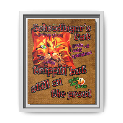 schrodinger's cat - framed canvas art (brown papyrus)