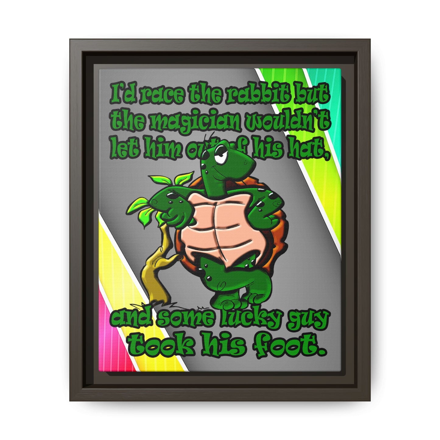 turtle race - framed canvas art (rainbow split)