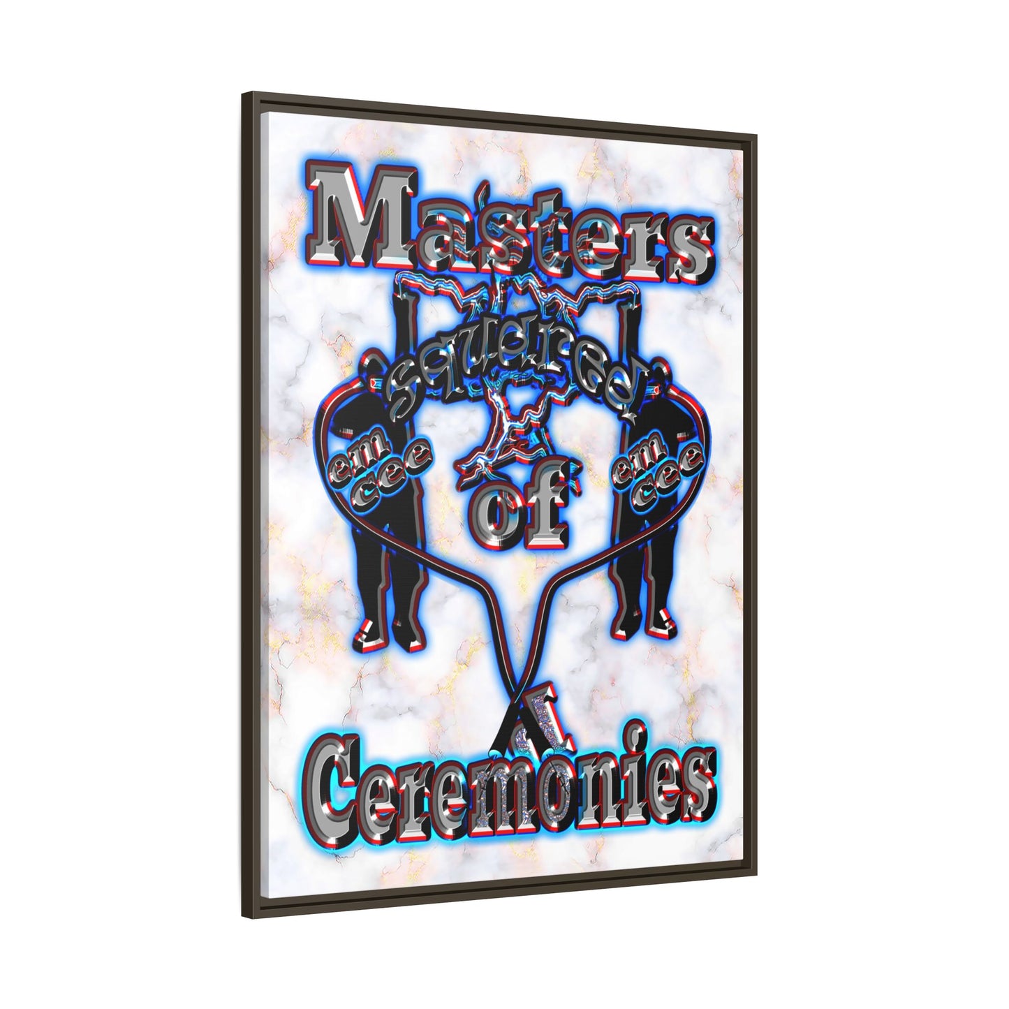 em cee squared - framed canvas art (white marble)