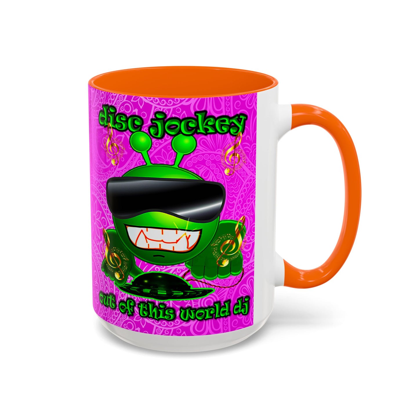disc jockey - Accent Mug (pink swirl)