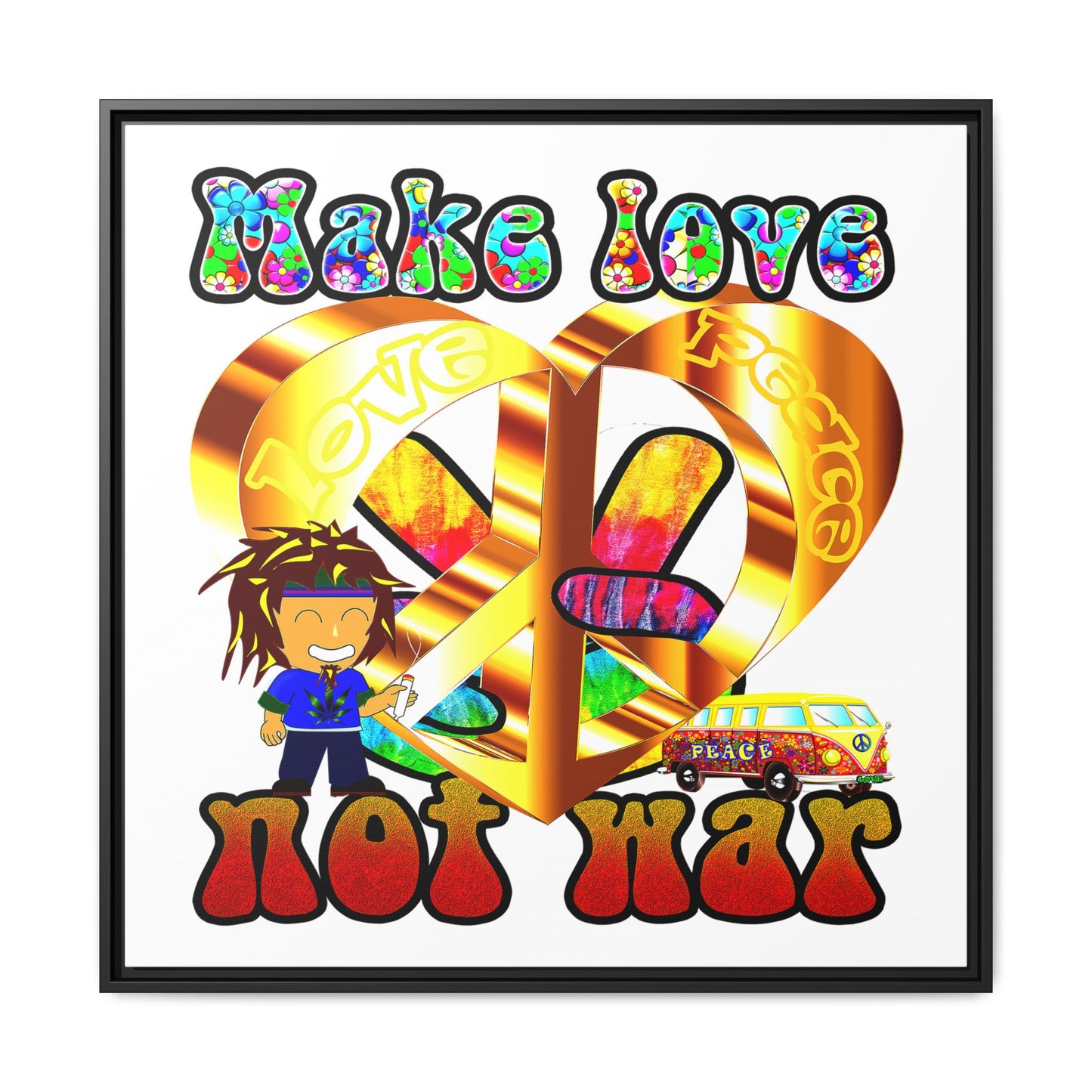 love peace - framed canvas art (white)