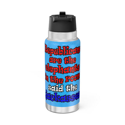 donkeys and elephants - Gator Tumbler, 32oz  (light blue-purple wave)