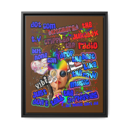 drop the beat - framed canvas art (brown)
