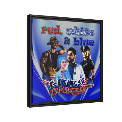 rw&b lives matter - framed canvas art (blue-white wave)