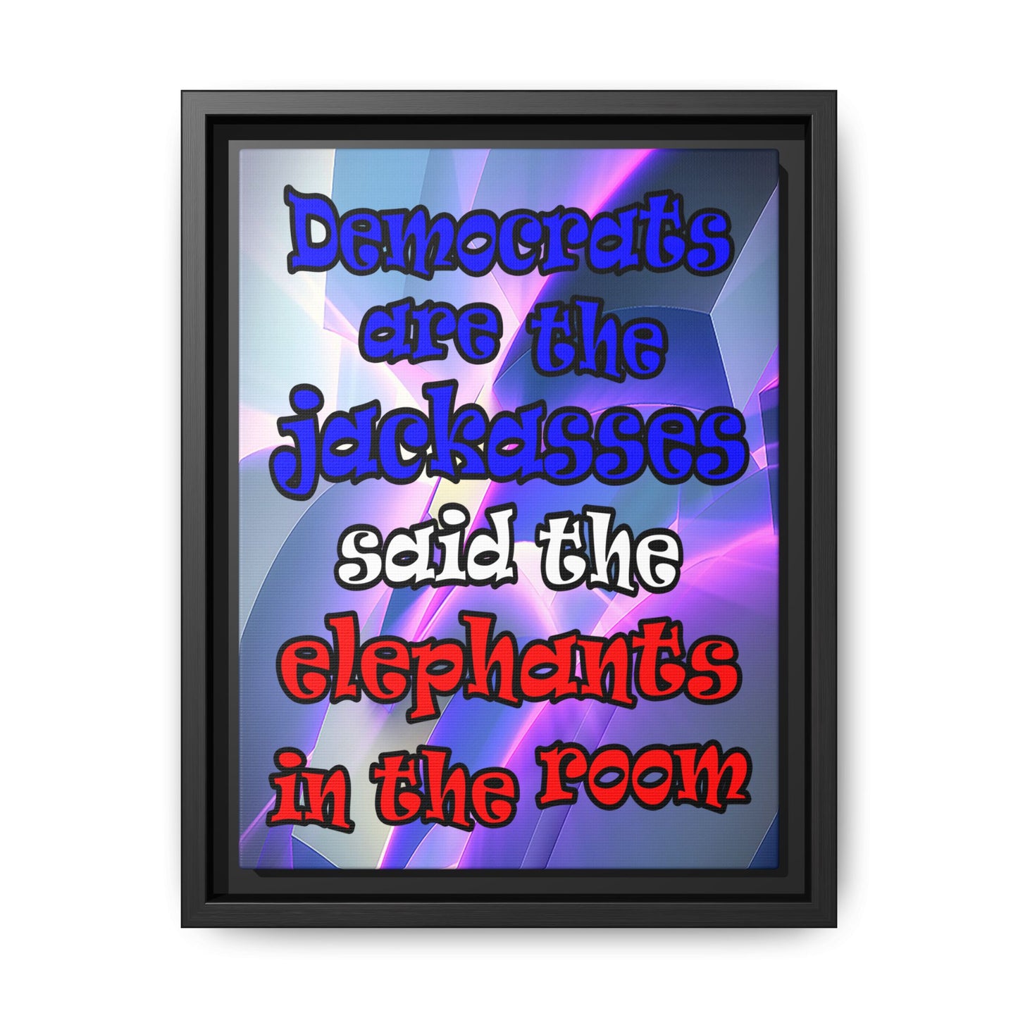 donkeys and elephants - framed canvas art (grey-pink wave)