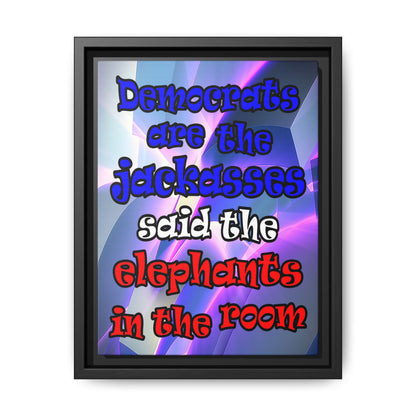 donkeys and elephants - framed canvas art (grey-pink wave)