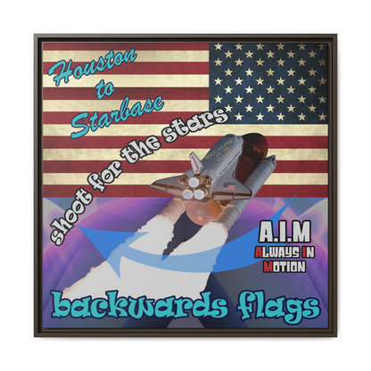 shoot for the stars - framed canvas art (grey-pink wave)