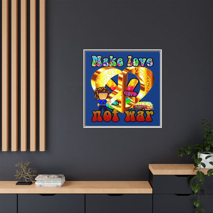 love peace - framed canvas art (dark blue)