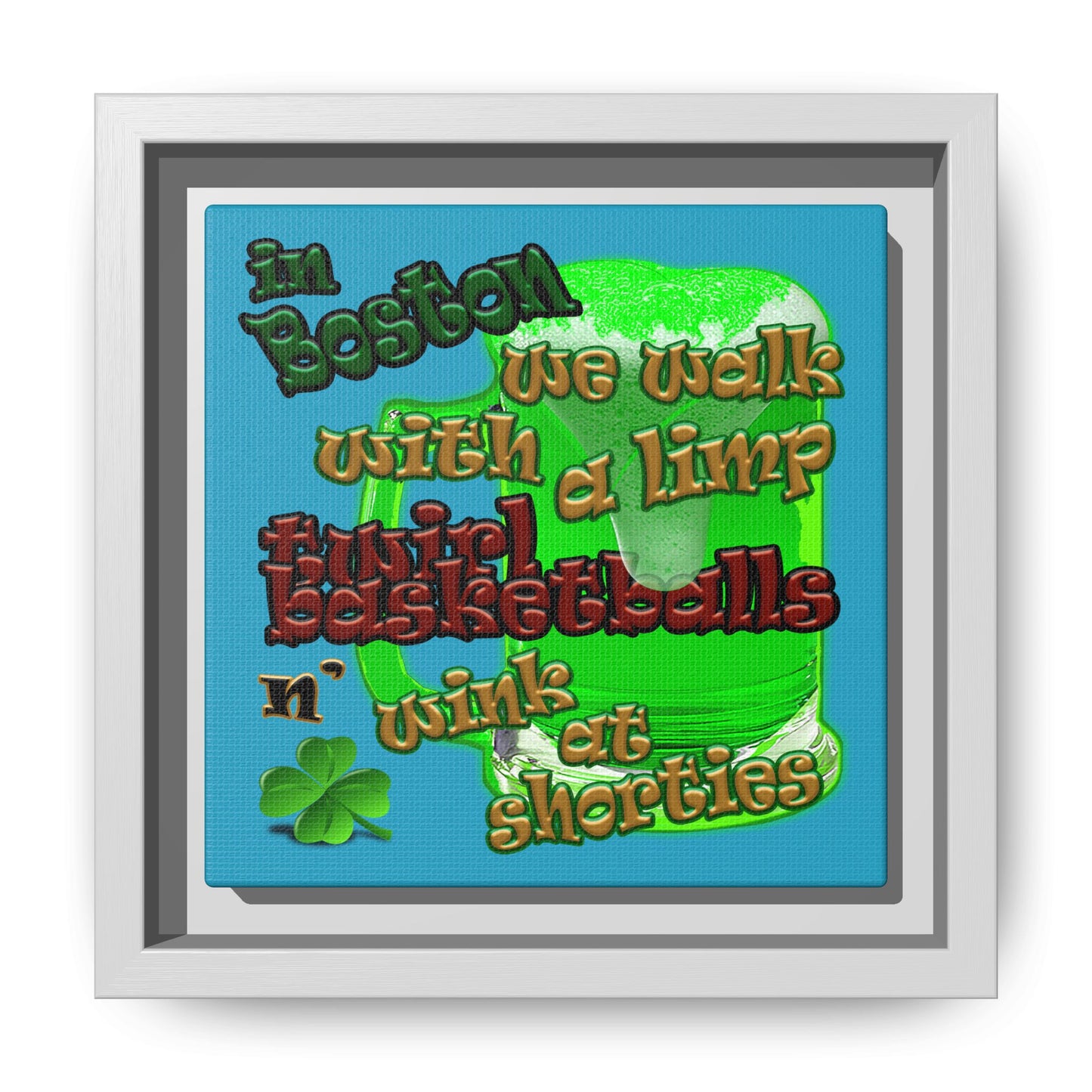 celtics logo - framed canvas art (turquoise)
