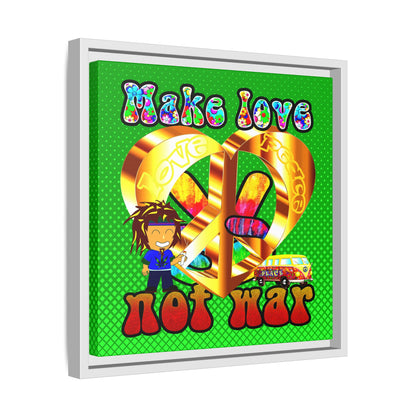 love peace - framed canvas art (logo green)