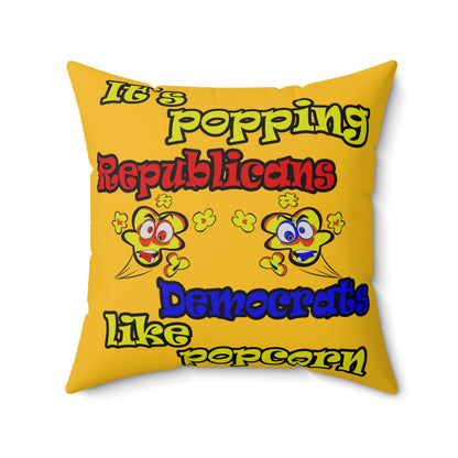 popping like popcorn - Spun Polyester Square Pillow - (yellow)