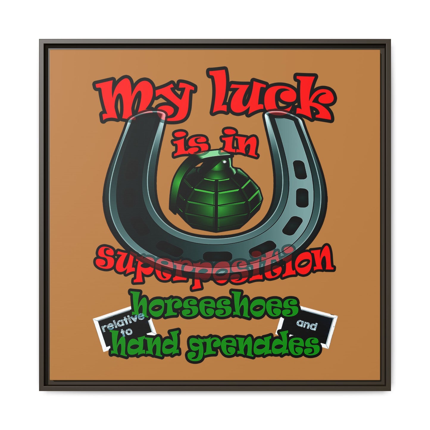 my luck - framed canvas art (light brown)