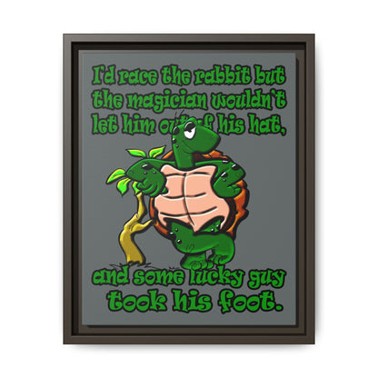 turtle race - framed canvas art (dark grey)