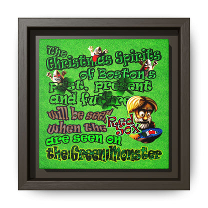 christmas spirits of boston - framed canvas art (green turf)