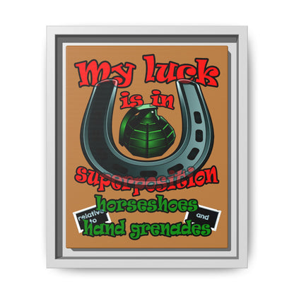my luck - framed canvas art (light brown)
