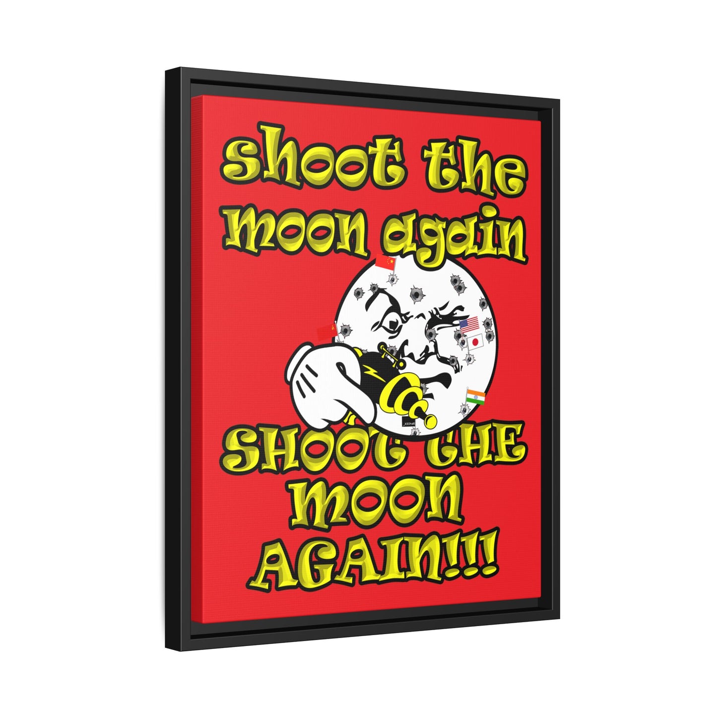 shoot the moon again - framed canvas art (red)