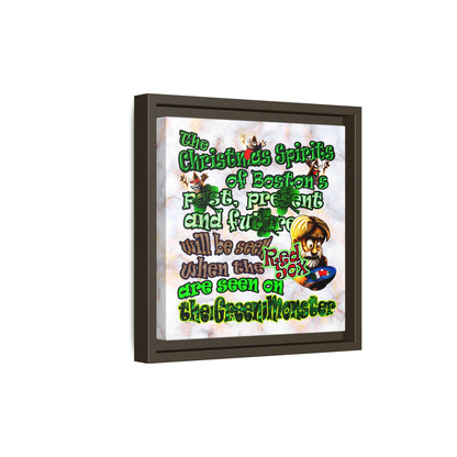 christmas spirits of boston - framed canvas art (white marble)