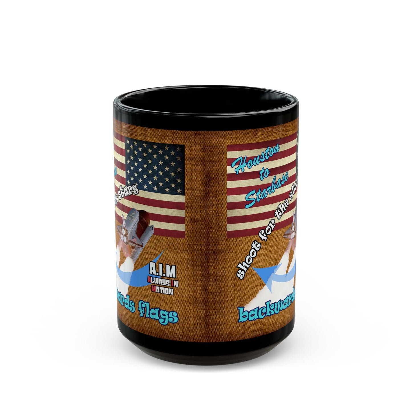 shoot for the stars - Black Mug (brown papyrus)