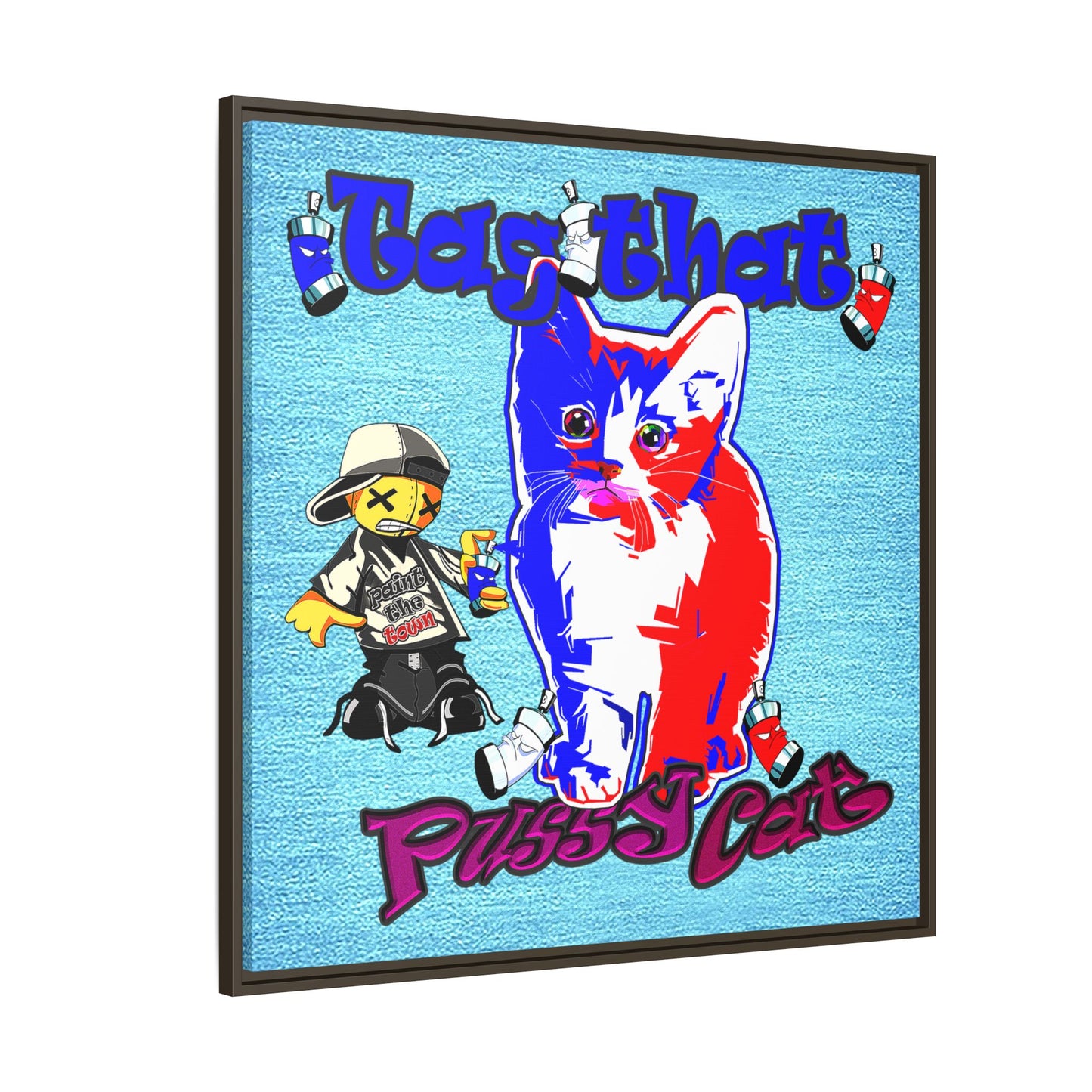 tag that - framed canvas art (faded blue)