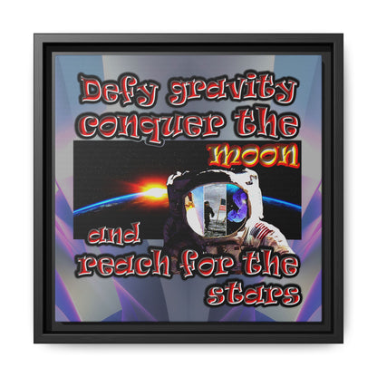 defy conquer reach - framed canvas art (grey-pink wave)