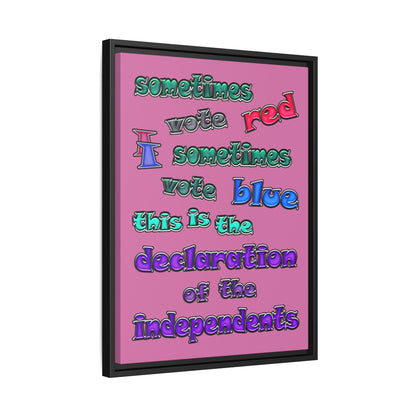 declaration of the independents - framed canvas art (light pink)
