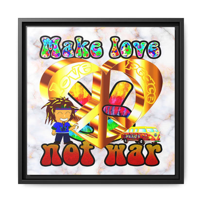 love peace - framed canvas art (white marble)