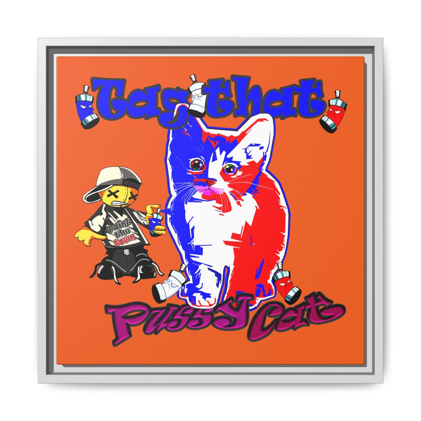 tag that - framed canvas art (orange)