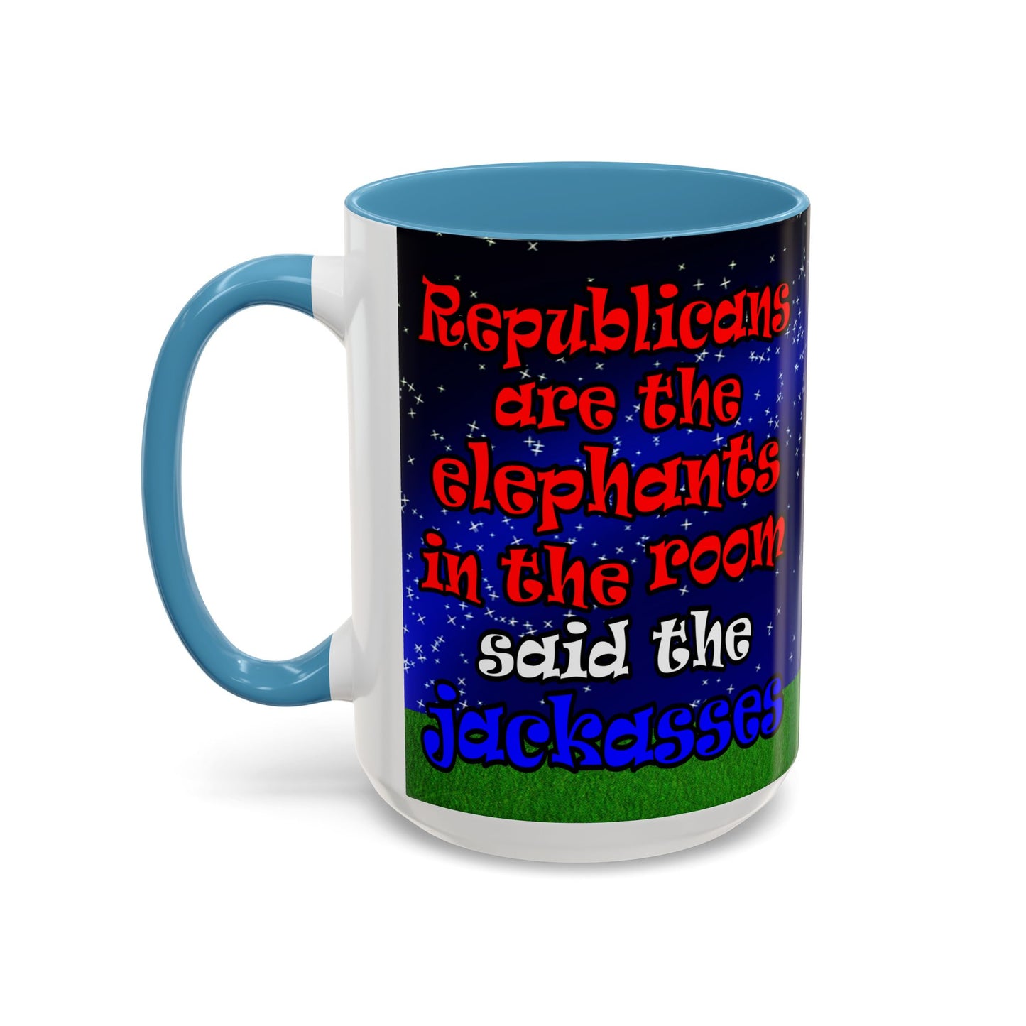 donkeys and elephants - Accent Mug ('snoops' background)