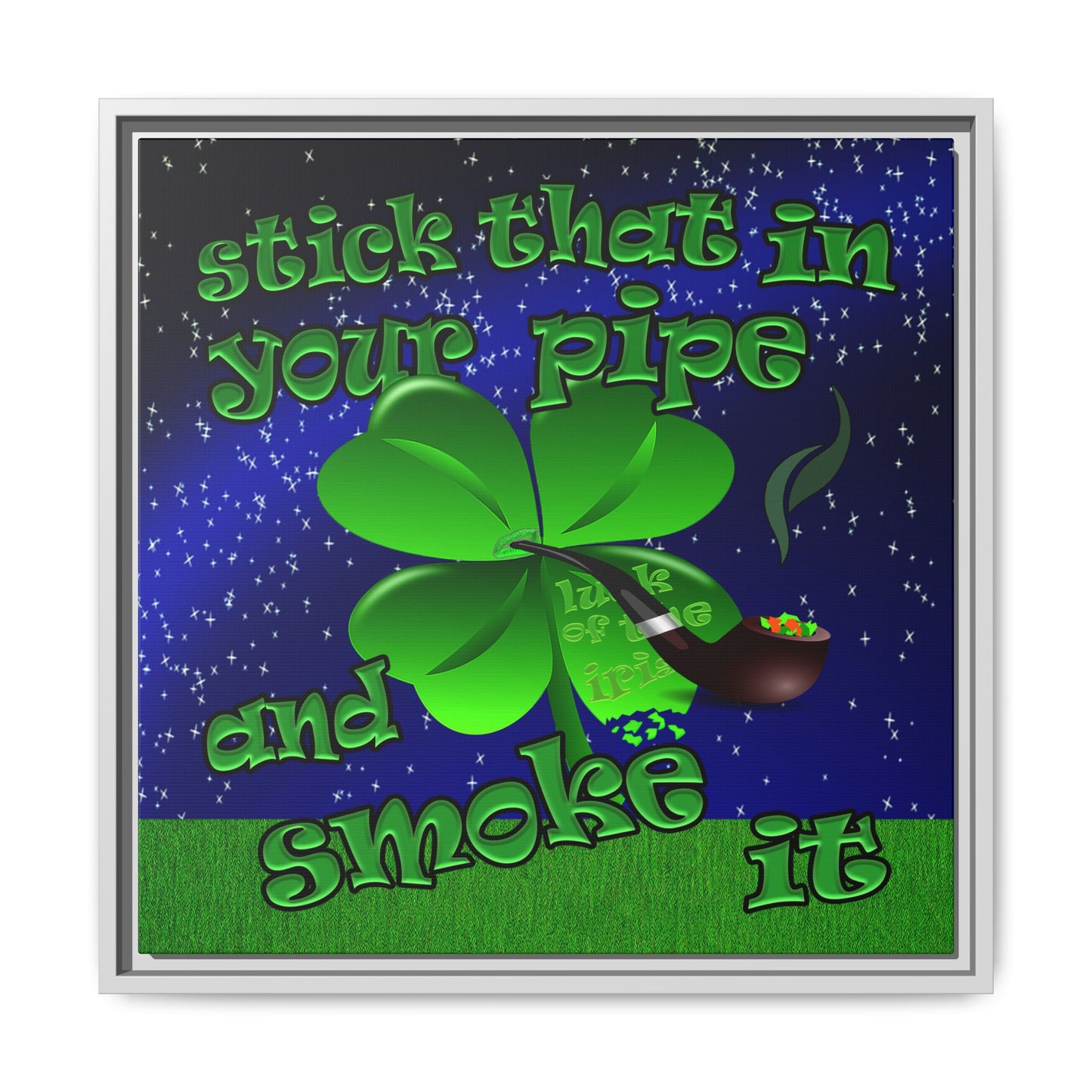stick that in your pipe and smoke it - framed canvas art ('snoops' background)