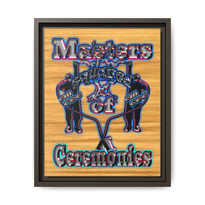 em cee squared - framed canvas art (butterscotch wood finish)
