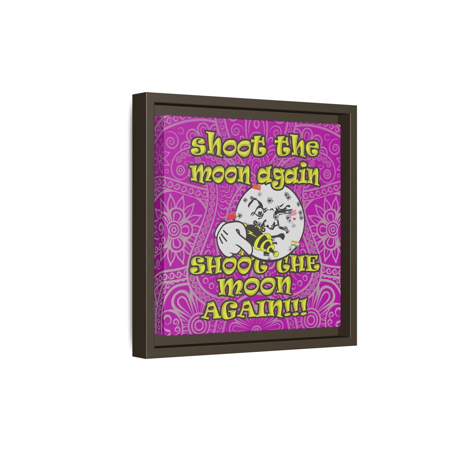 shoot the moon again - framed canvas art (pink swirl)