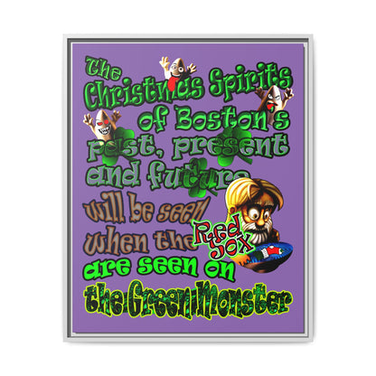 christmas spirits of boston - framed canvas art (light purple)