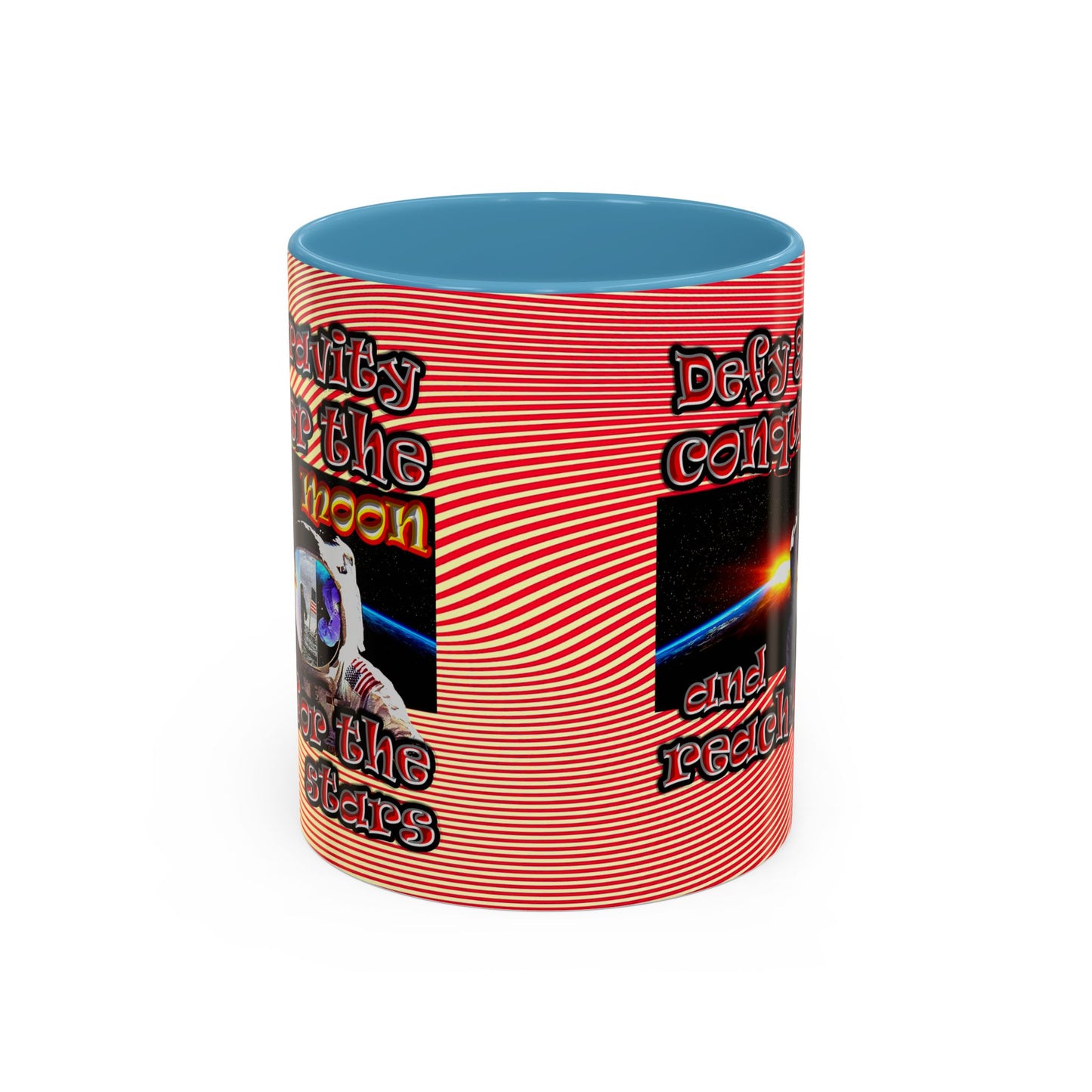 defy conquer reach - Accent Mug (yellow-orange wave)