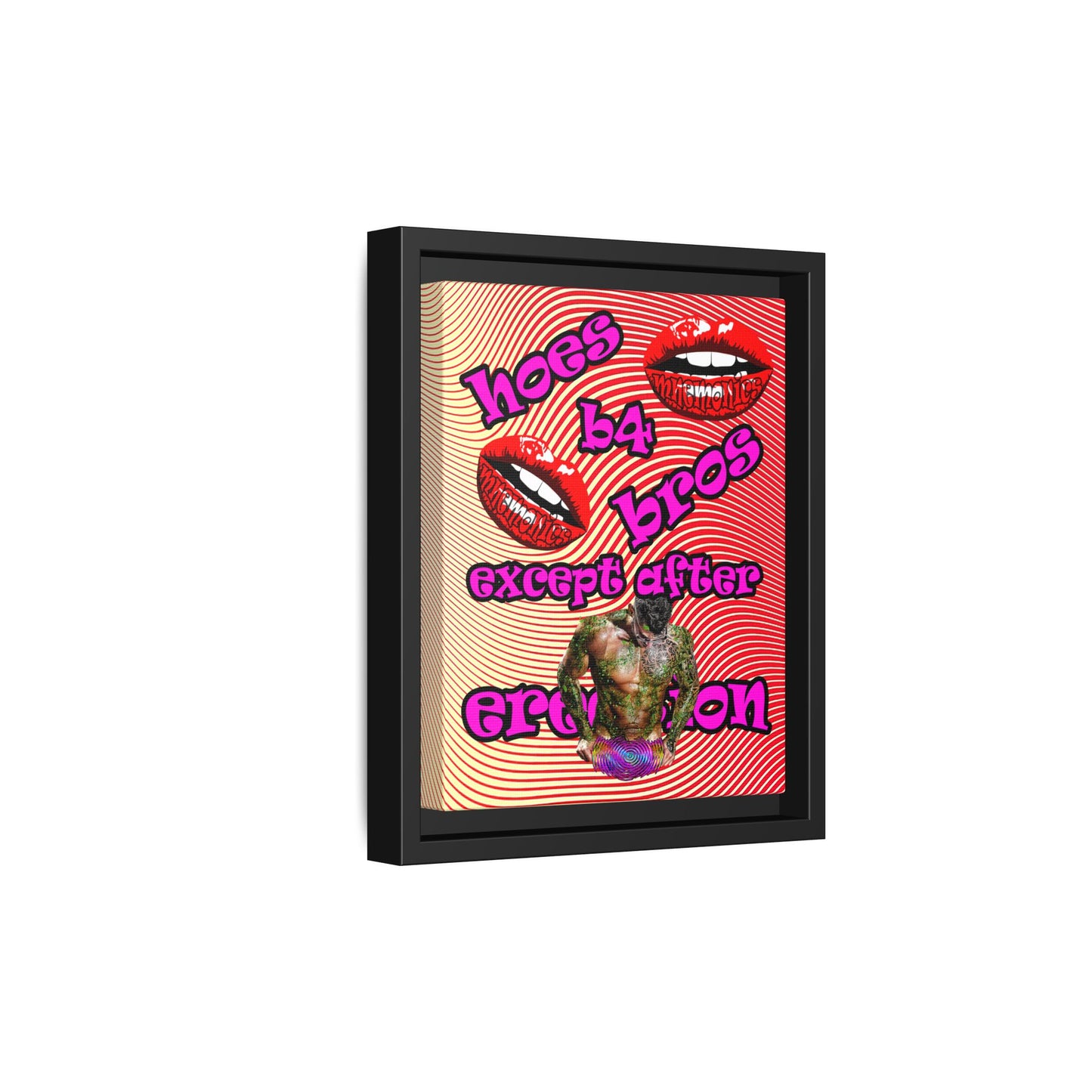 hoes b4 bros - framed canvas art (yellow-orange wave)