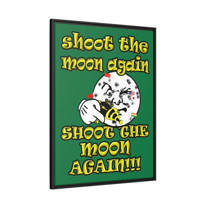 shoot the moon again - framed canvas art (dark green)