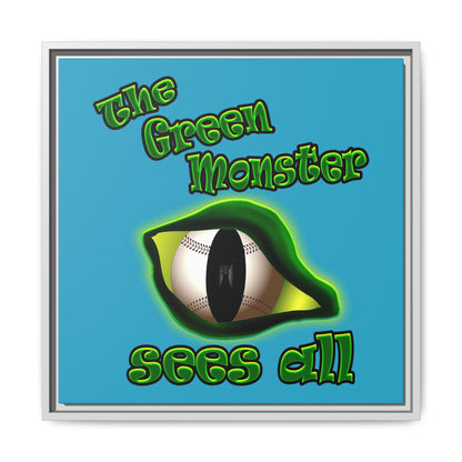 green monster - framed canvas art (turquoise)