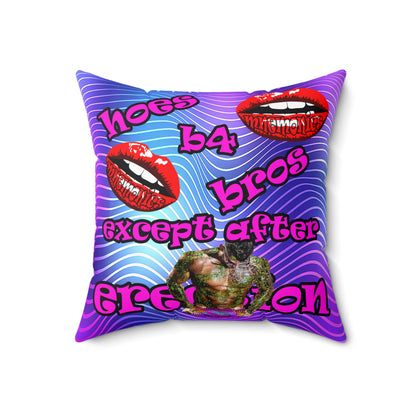 hoes b4 bros - Spun Polyester Square Pillow - (purple wave)