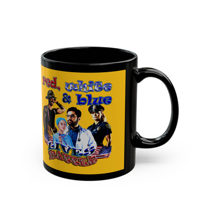 rw&b lives matter - Black Mug (yellow)
