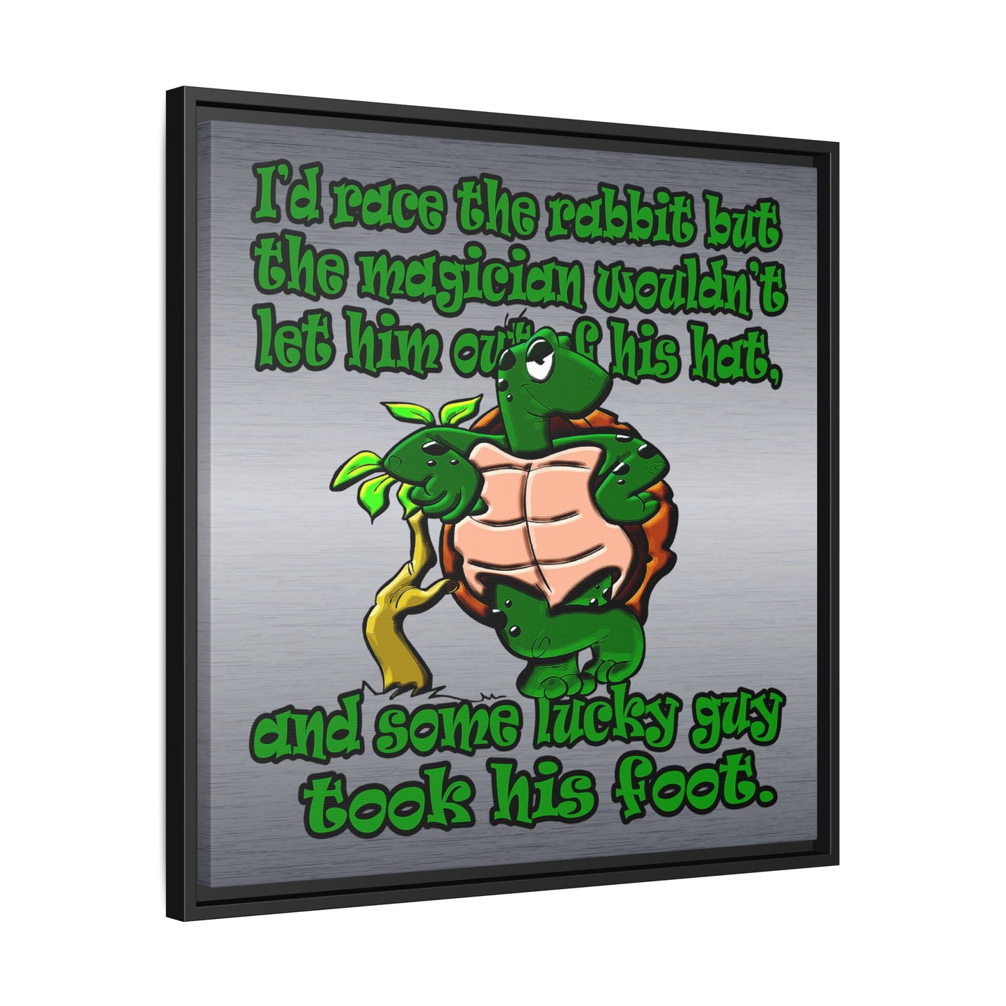 turtle race - framed canvas art (brushed nickel)