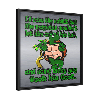 turtle race - framed canvas art (brushed nickel)