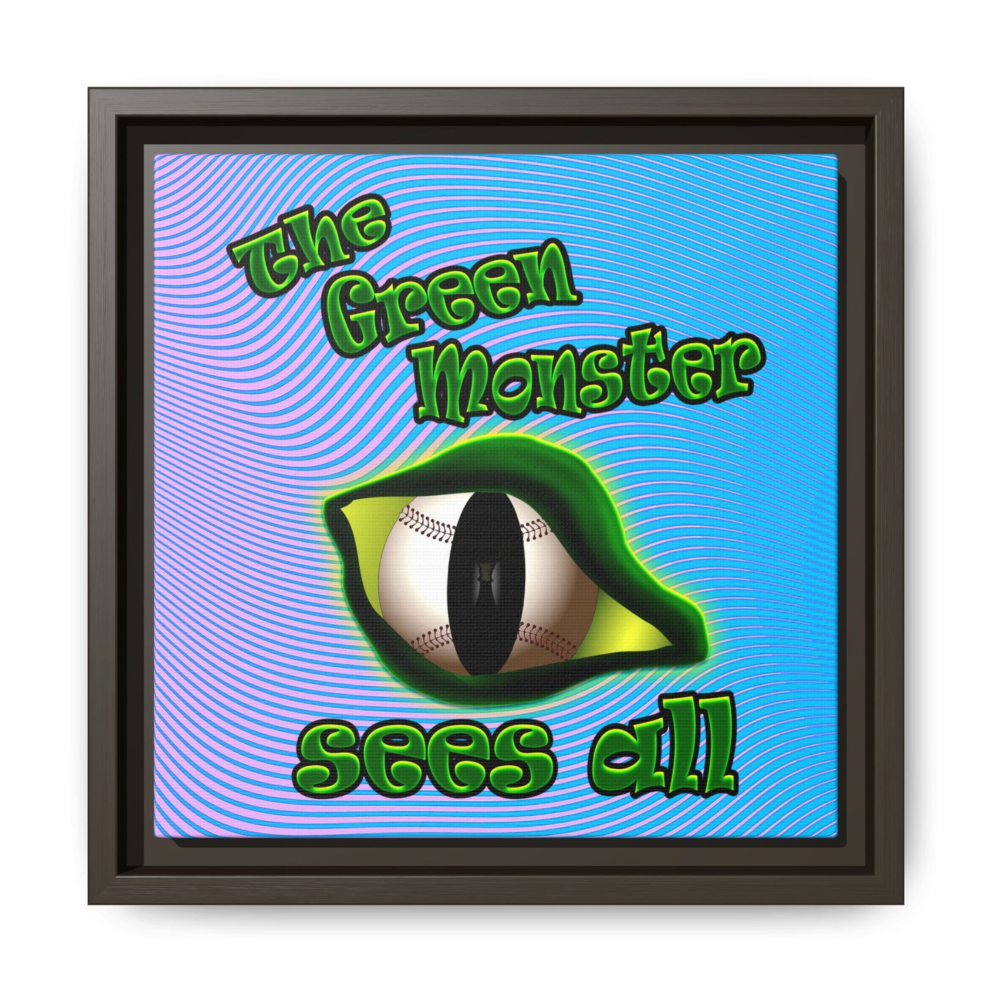 green monster - framed canvas art (light blue-purple wave)