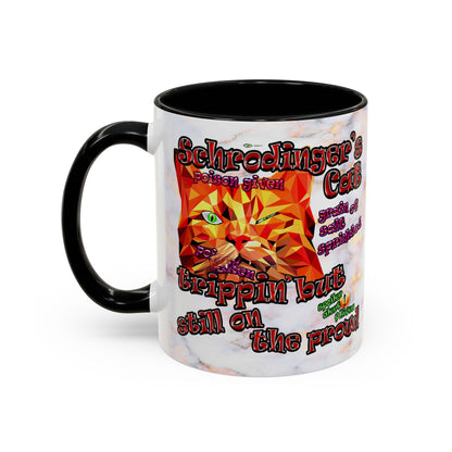 schrodinger's cat - Accent Mug (white marble)