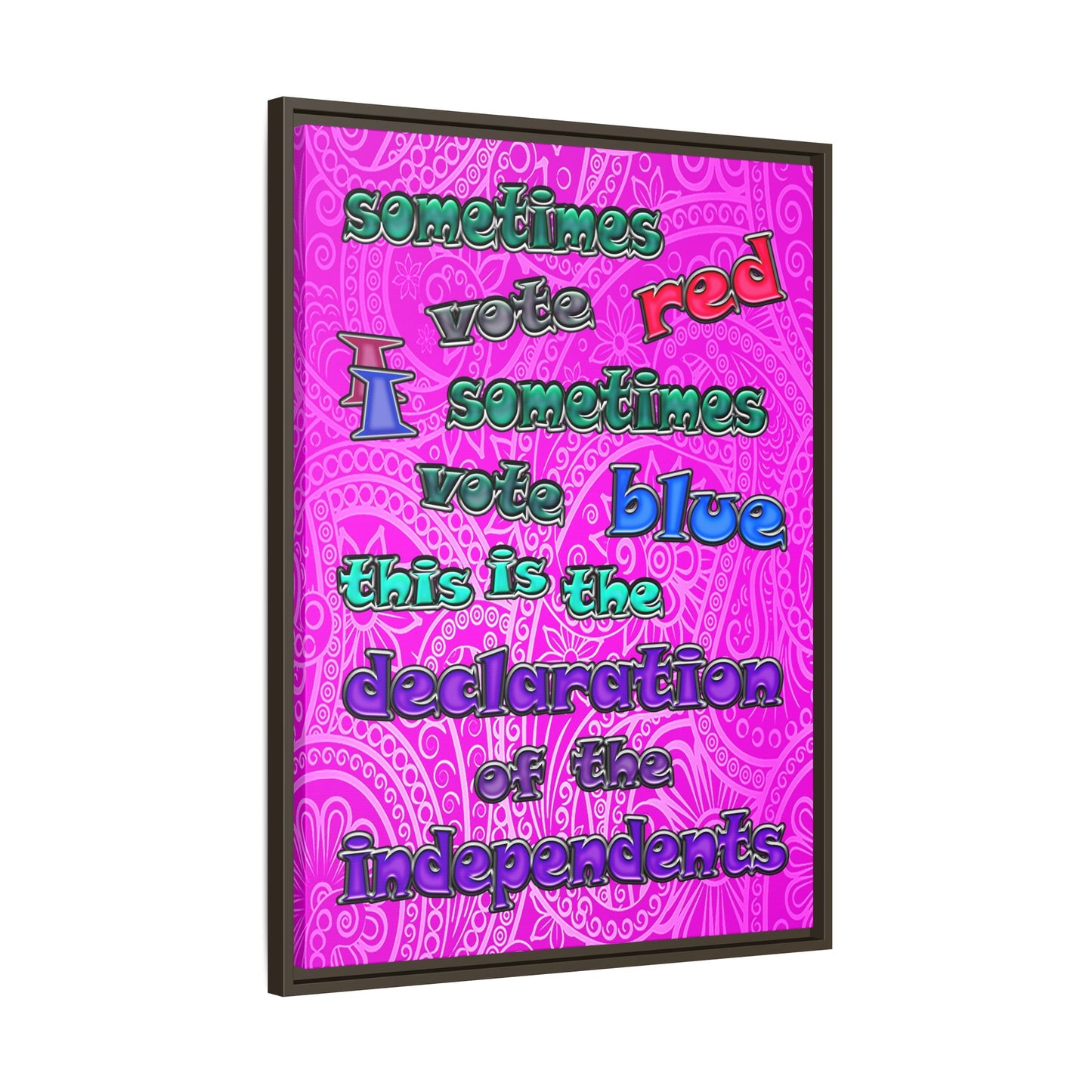 declaration of the independents - framed canvas art (pink swirl)