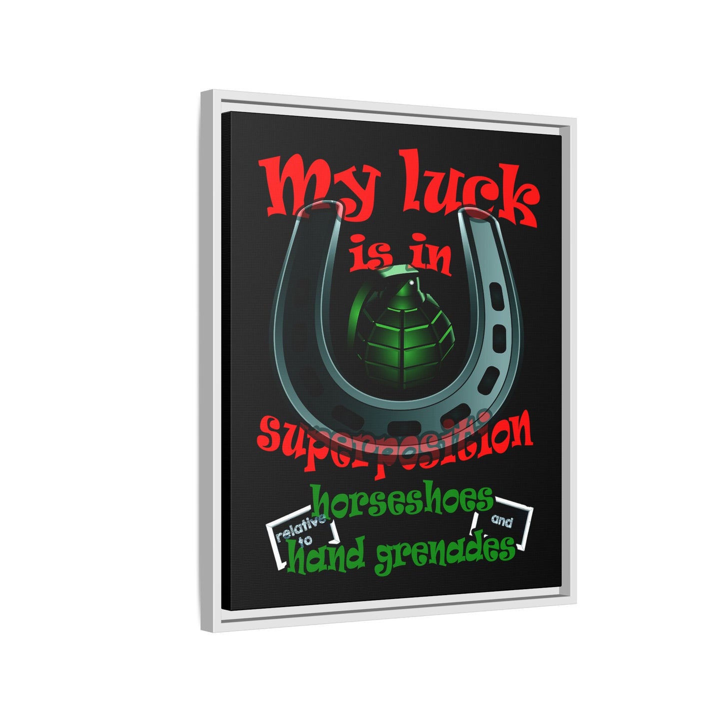 my luck - framed canvas art (black)