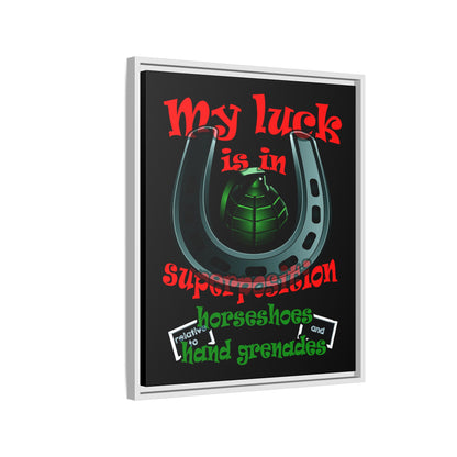 my luck - framed canvas art (black)