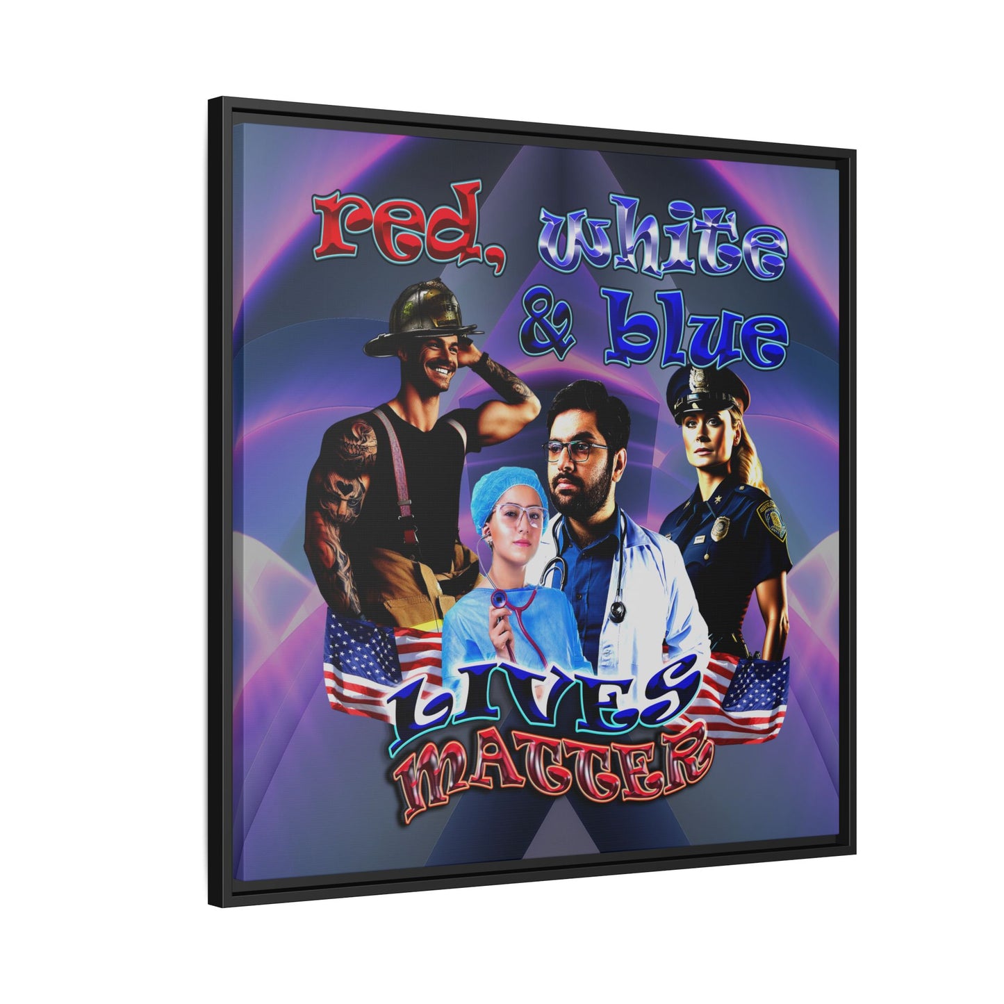 rw&b lives matter - framed canvas art (grey-pink wave)