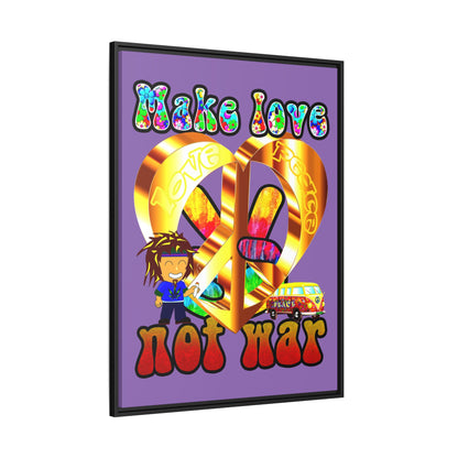 love peace - framed canvas art (light purple)