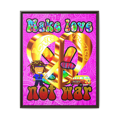 love peace - framed canvas art (pink swirl)