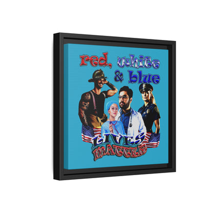 rw&b lives matter - framed canvas art (turquoise)