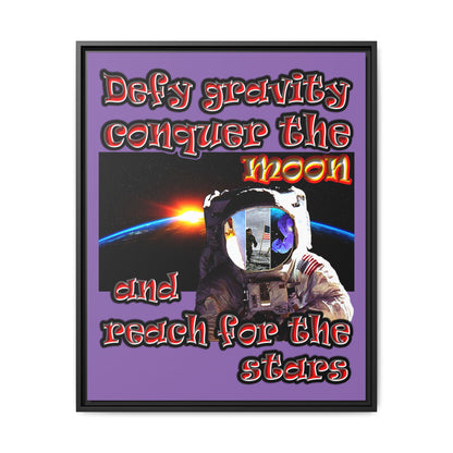 defy conquer reach - framed canvas art (light purple)